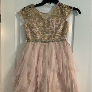 Girls size 12 party dress. Pink/ gold